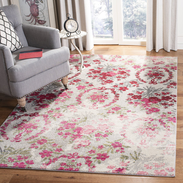 House of Hampton® Wulfsohn Floral Ivory/Pink Area Rug & Reviews Wayfair